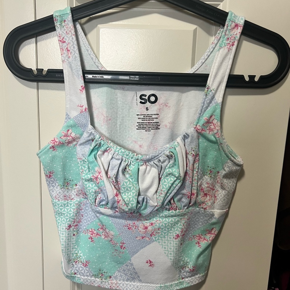 SO Mint and Pink Floral Tank Top